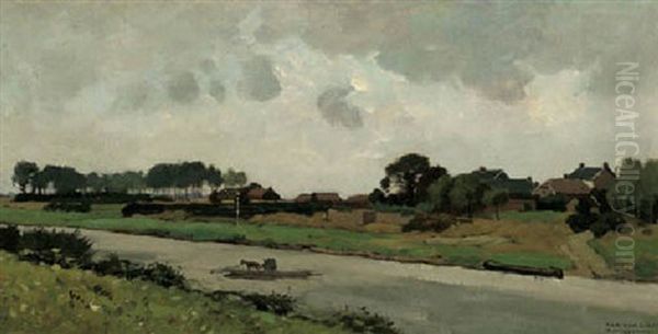 De Ijssel Bij Rheden: A Ferry On The Ijssel Near Rheden - view 1