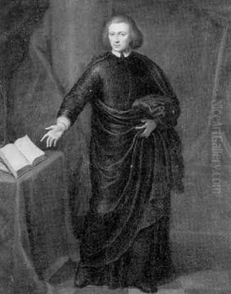 Portrait Of A Cleric, Full Length, Standing In A Library - view 1