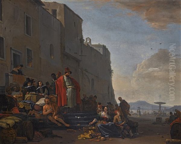A Mediterranean Harbour Scene With Oriental Merchants - view 1