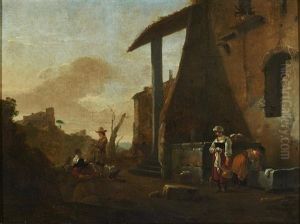 Figures Cooking And Cleaning In A Courtyard