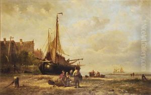 A Bomschuit On The Beach by Nicolaas Martinus Wijdoogen