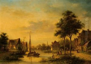 Figures In A Village On A River Figures In A Village On A River