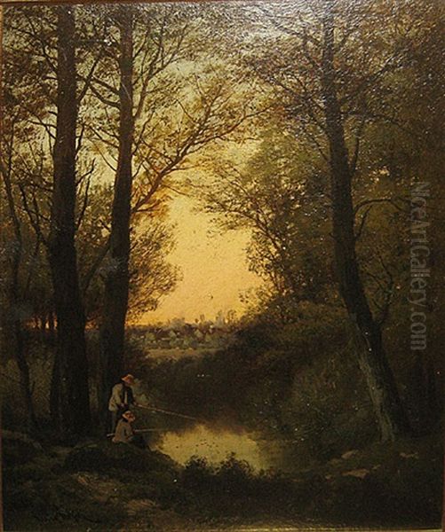 Bosgezicht Met Hengelaars - view 1
