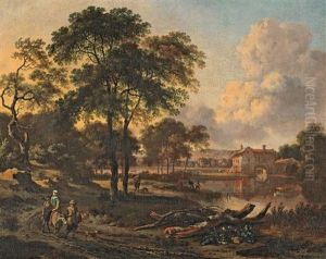 Hollandische Landschaft Mit See Und Reisenden Auf Einem Weg by Jan Wijnants