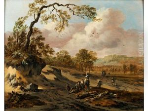 Dunenlandschaft Mit Weg Und Wanderern