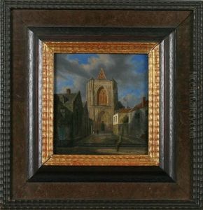 Umbaute Gotische Kirchenfassade Einer Hollandischen Stadt by Augustus Wijnantz