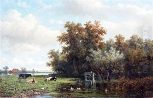 Cattle In A Summer Polder Landscape