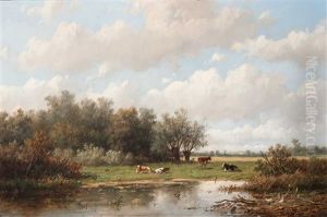 Cows In A Dutch Landscape by Anthonie Jacobus van Wijngaerdt