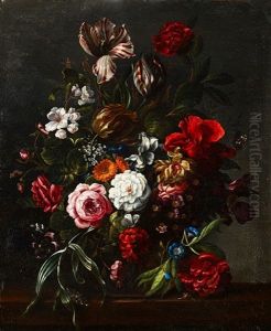Vase De Fleurs Sur Un Entablement by Anthonie Jacobus van Wijngaerdt