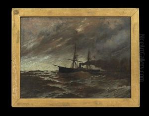 Steamship On A Stormy Sea by Bror Anders Wikstrom