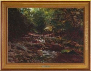 Forest Landscape With Rushing Stream by Bror Anders Wikstrom