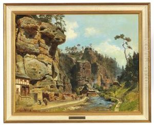 The Edmund Ravine In Bohemian Switzerland by Christian Wilberg
