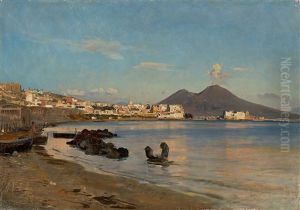 Die Bucht Von Neapel Mit Dem Vesuv by Christian Wilberg