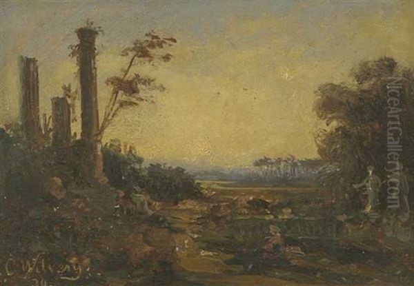 Ital. Landschaft Mit Antiken Saulen Und Fig. Staffage - view 1
