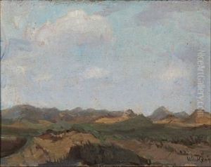 Two Hilly Landscapes Presumably From Fano, Denmark (+ Another, Oil On Cardboard; 2 Works)