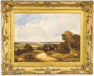 Figures In A Cart On A Country Road by George Burrell Wilcock