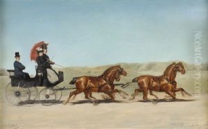 Die Ausfahrt Mit Dem Vierspanner by Heinrich Gottfried Wilda