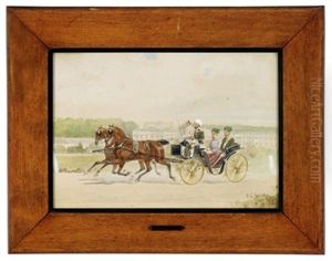 Kaiser Franz Joseph I. Mit Adjutanten In Kutsche Vor Schlos Schonbrunn (+ Erzherzogin Marie Valerie Auf Kutschbock; 2 Works) by Heinrich Gottfried Wilda