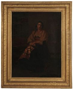 Portrait Of An Italian Woman, Wearing Traditional Costume by Hamilton Gibbs Wilde