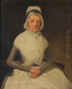 Portrait Of An Elderly Lady Seated, Half-length, In A Grey Dress With A White Shawl And A White Cloth Cap (+ Portrait Of A Lady Seated, Half-length, In A Black Dress And A White Cloth Cap Holding A Bo