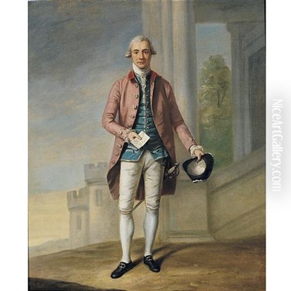 Portrait Of A Gentleman (sir James Wright?) With Windsor Castle Beyond - view 1