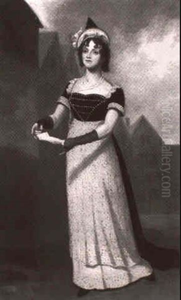 Portrait Of An Actress, Standing Small Full Length On A Stage, Holding A Script - view 1