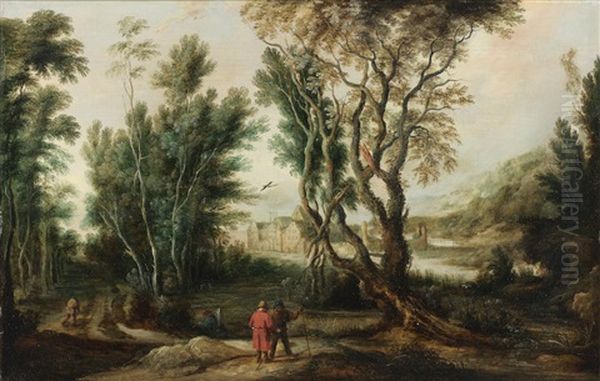 Bandits In A Wooded Landscape; And Figures In A Wooded Landscape, A Village Beyond (2) - view 1