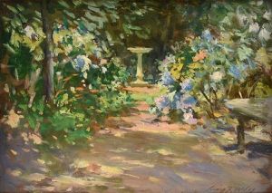 Pathway In The Garden by Irving Ramsay Wiles