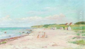 Strandparti Fra Gilleleje Med Bedende Born by Peter H. Wilhardt
