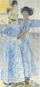 Midsommarafton - Tva Flickor I Blatt by Carl Wilhelm Wilhelmson