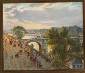 View From Paris At Pont Royal by Johannes Martin Fastings Wilhjelm