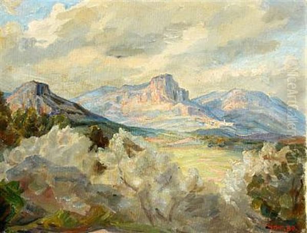 Udsigt Fra St. Paul Til St. Jeannet. Ved Nice, Alpes Maritimes. (view From St. Paul To St. Jeannet. Near Nice, Alpes Maritimes - view 1