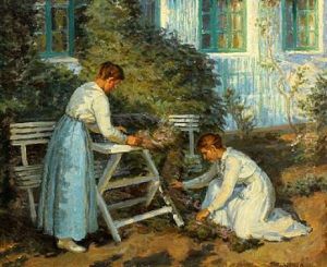 Two Women In The Garden by Johannes Martin Fastings Wilhjelm