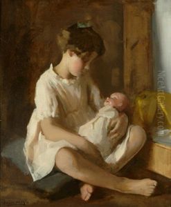 Young Girl With Doll by Leslie Andrew Wilkie