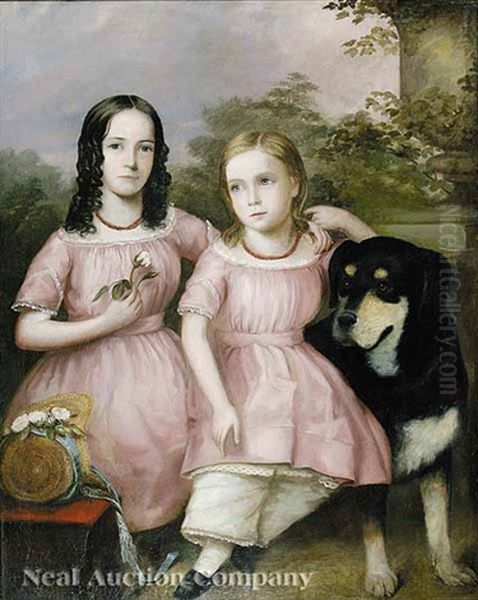 Missouri And Virginia, Nieces Of S. P. Chase With Their Rottweiler - view 1