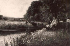 Children Fishing by Arthur Stanley Wilkinson