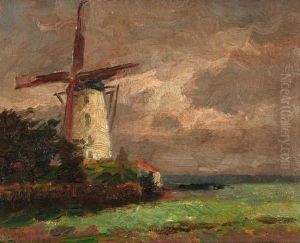 Landschaft Mit Windmuhle by Herman Broeckaert