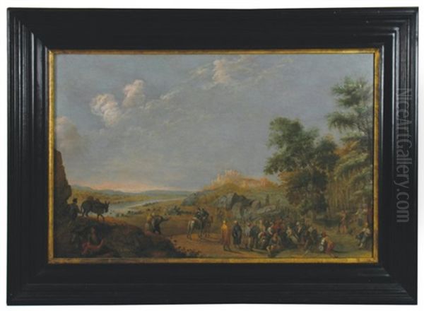 An Extensive River Landscape With Castle And Numerous Figures In The Foreground - view 1