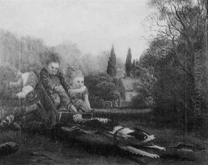 A Landscape With Children In A Cart by Archibald Willard