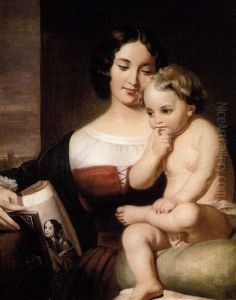 Portrait Of A Member Of The Mann Family With Child by Henry Willard
