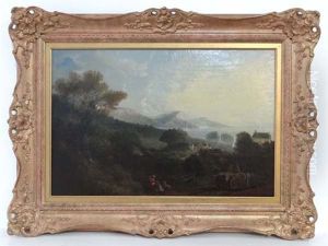 Devon Cliffs,shipping Horse Drawn Cart And Figures Etc by George Barrell Willcock