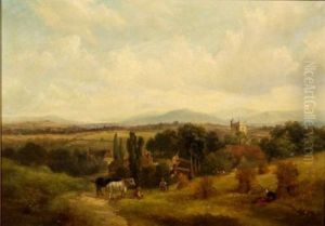 Lapford, South Devon - Cutting Wheat by George Barrell Willcock