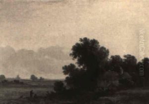 Landscape With Thatched House by George Barrell Willcock