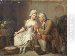 Two Figures In A Kitchen Interior