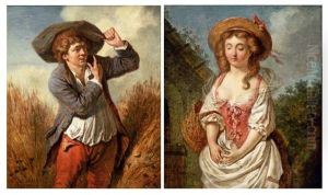 Le Galant Paysan (+ La Jeune Paysanne; Pair) by Pierre Alexandre Wille