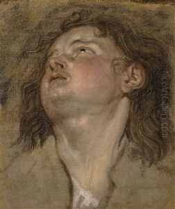 Study Of The Head Of A Young Man Looking Up by Thomas (Bosschaert) Willeborts