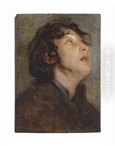 Head Study Of A Young Man by Thomas (Bosschaert) Willeborts