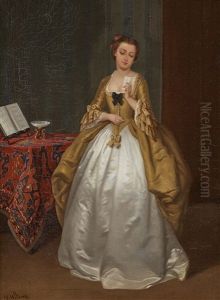 Elegant Lady Reading A Letter by Florent Willems