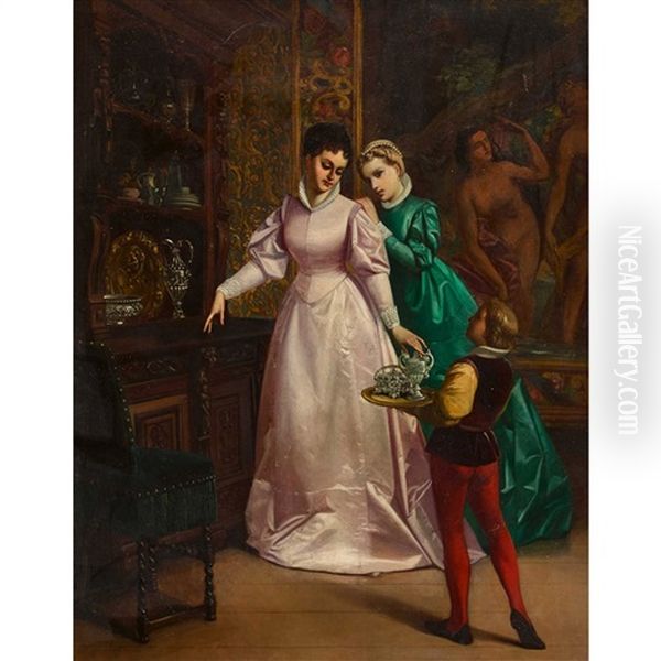 Herrschaftliches Interieur Mit Zwei Damen Und Page - view 1