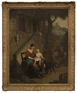 Man Returning From A Hunt To His Wife And Child Man Returning From A Hunt To His Wife And Child